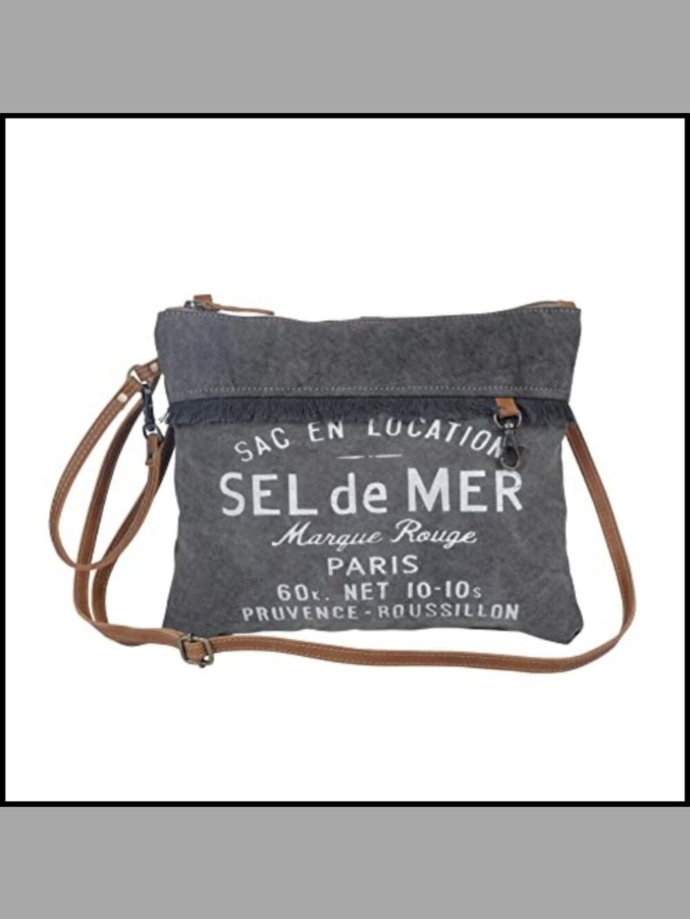 Upcycled Canvas Crossbody Bag Wristlet Strap Letter Print